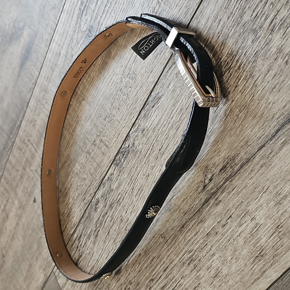Brignton Black Leather Silver Designs Belt